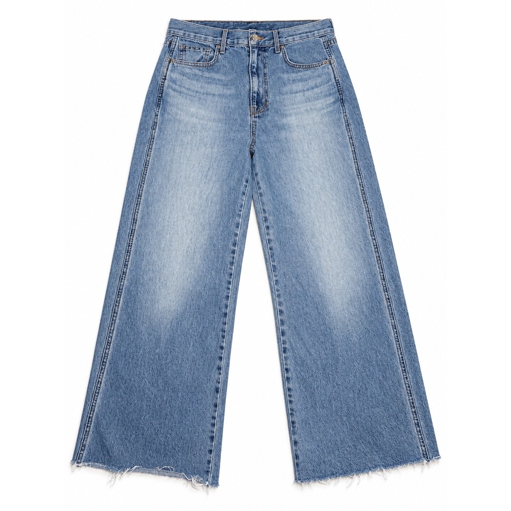 Veronica Beard Taylor Wide Leg Crop Jeans High Rise Light Wash Blue Size 31